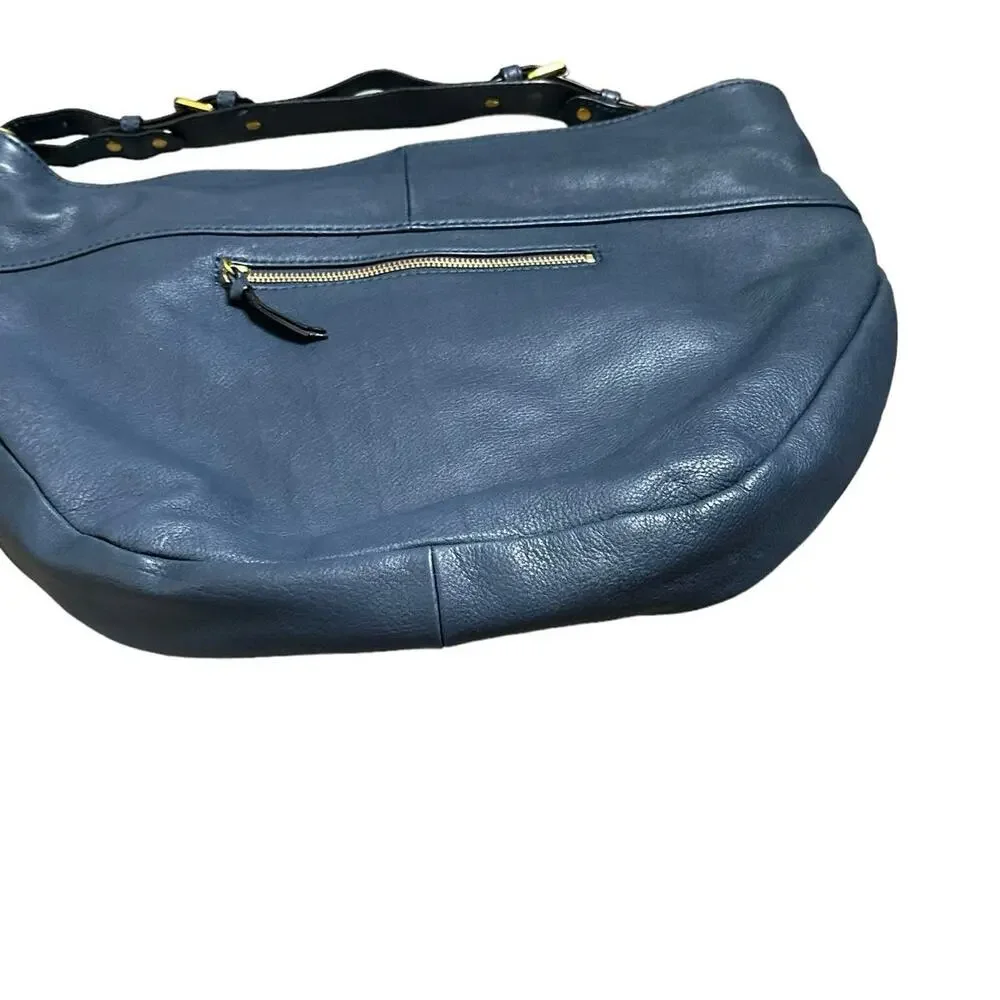 The SAK COLLECTIVE Soft Navy Blue Leather Braided/Woven Boho Hobo Bag - Picture 5 of 10